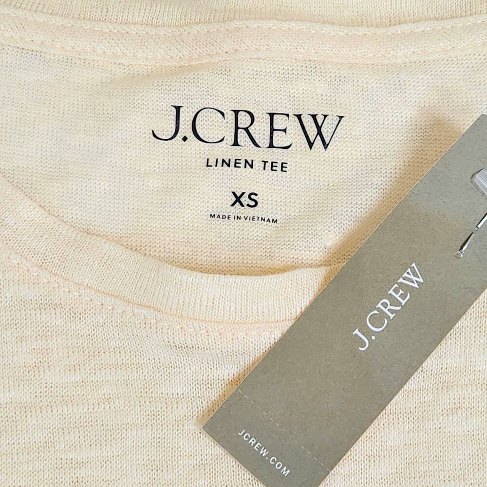J. Crew Relaxed Textured Cream Linen Minimalist Short Sleeve T Shirt Size XS NWT - Picture 6 of 9